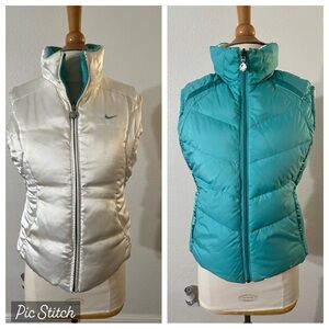 Nike Reversible Duck Down Puffer Vest Tiffany Blue White ~ Satin ~ Womens XS